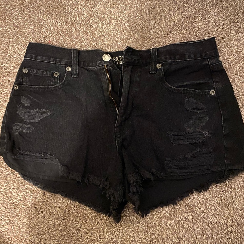black denim shorts
